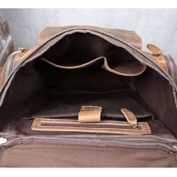 Ανδρικό σακίδιο από γνήσιο δέρμα, ρετρό Crazy Horse, δέρμα κορυφαίας ποιότητας, επεκτάσιμο, συμβατό με φορητό υπολογιστή 15 ιντσών