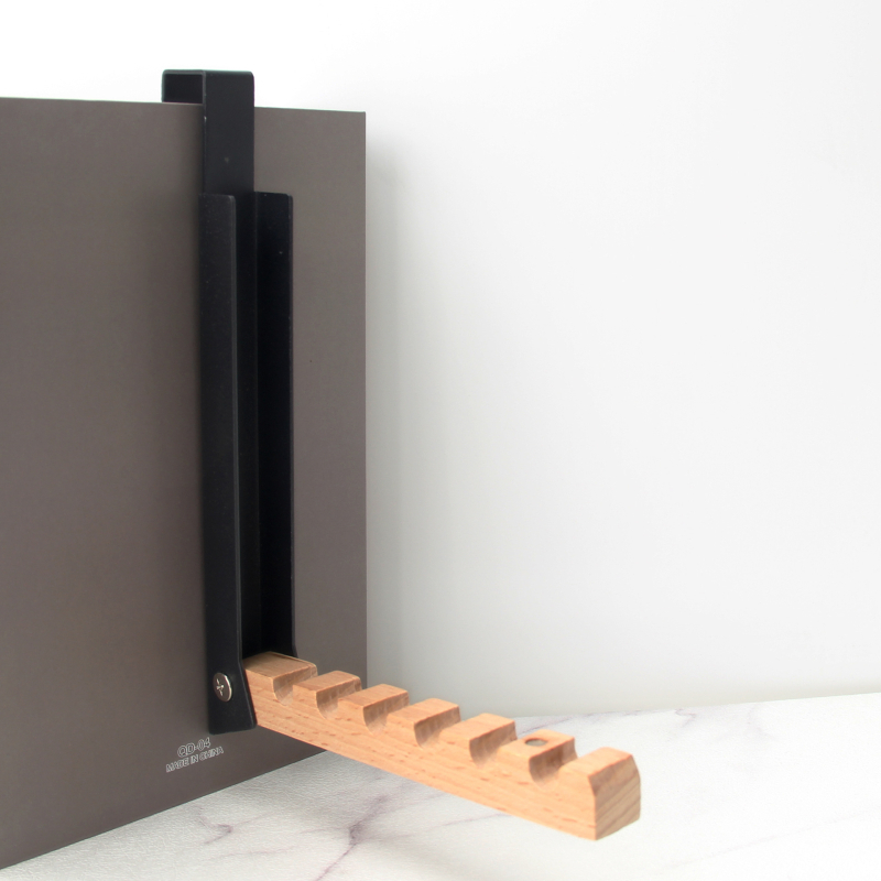 Zetao Hordozható ruhaszárító akasztó az ajtó mögött – 6 kampó, vas és bükkfa, 4 kg teherbírás, összecsukható