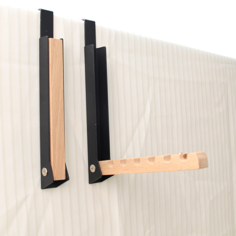 Zetao Hordozható ruhaszárító akasztó az ajtó mögött – 6 kampó, vas és bükkfa, 4 kg teherbírás, összecsukható