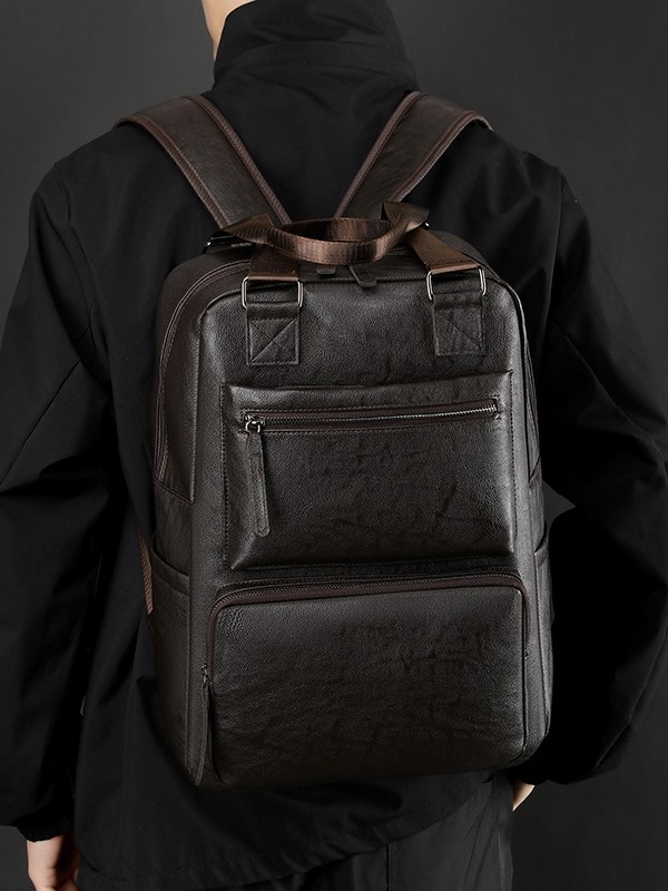 Férfi PU hátizsák üzleti utazásokhoz, 36–55L kapacitás, terheléscsökkentés, görbült vállpántok