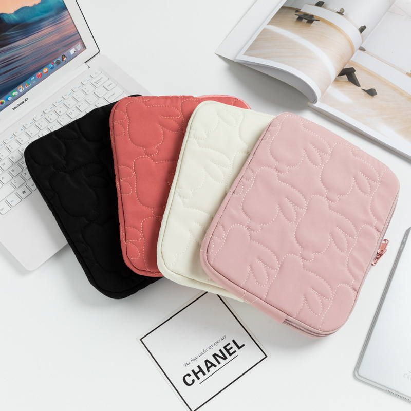 Husă pentru iPad/tabletă – poliester rezistent la apă, broderie cu iepuraș, model cu animale, stil desen animat pentru copii