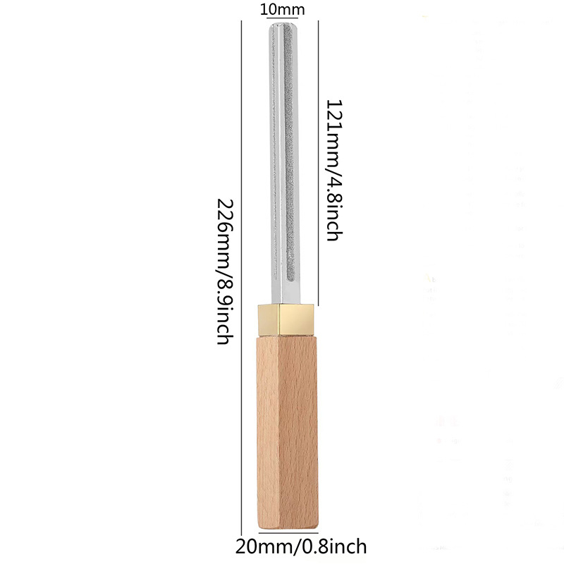 Fișier pentru corzi de chitară, formă pătrată, patru fețe, polizare a grosimii marginii, mâner din lemn, unealtă patru în unu cu garnitură de protecție