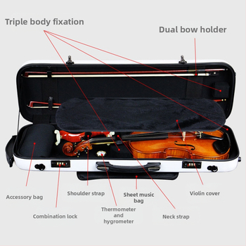 Кейс за цигулка - ултралек карбоново влакно, заключване и хигрометър, подплата от велур