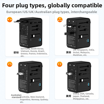 Kantravel PD70W greitos įkrovos kelioninis adapteris su duomenų kabeliu — universalus kištukas, viso pasaulio suderinamumas