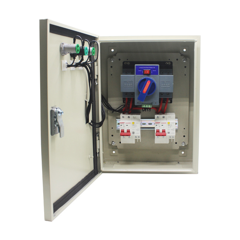 Dviejų maitinimo šaltinių automatinis perjungimo jungiklis (ATS) 63A 4P — paskirstymo spinta su geležiniu korpusu, IP54, CCC sertifikatas, trumpųjų jungimų srovė 30