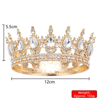 Baroko apvalus galvos vainikėlis su 16 krištolo lašelių, lydinys, diamantinį apdorojimą, balti krištolai, moteriško stiliaus