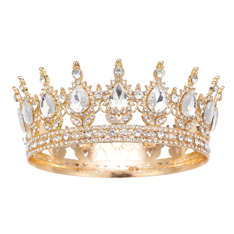 Baroko apvalus galvos vainikėlis su 16 krištolo lašelių, lydinys, diamantinį apdorojimą, balti krištolai, moteriško stiliaus