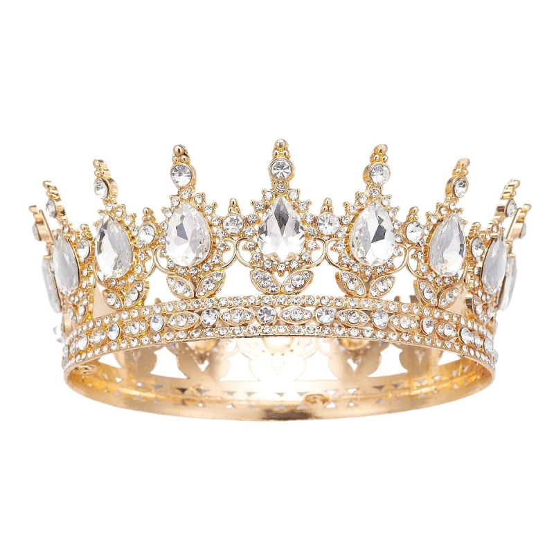 Baroko apvalus galvos vainikėlis su 16 krištolo lašelių, lydinys, diamantinį apdorojimą, balti krištolai, moteriško stiliaus