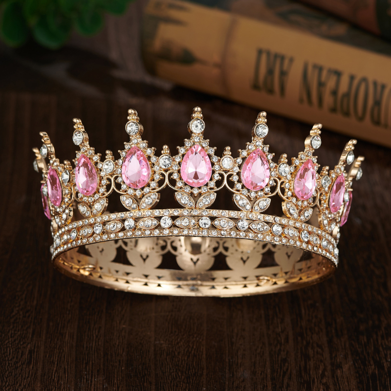 Baroko apvalus galvos vainikėlis su 16 krištolo lašelių, lydinys, diamantinį apdorojimą, balti krištolai, moteriško stiliaus