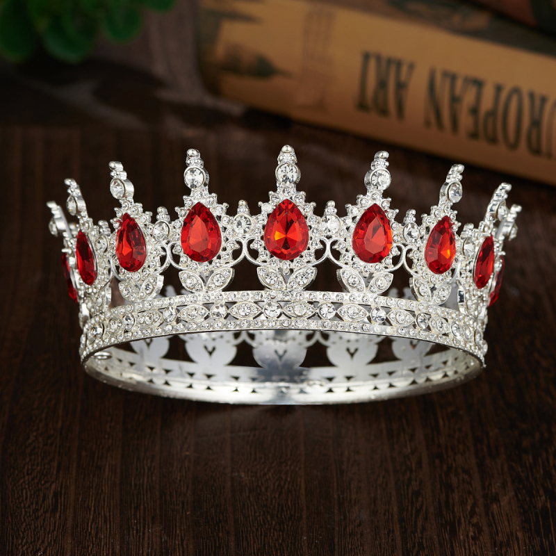 Baroko apvalus galvos vainikėlis su 16 krištolo lašelių, lydinys, diamantinį apdorojimą, balti krištolai, moteriško stiliaus