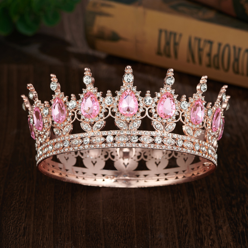 Baroko apvalus galvos vainikėlis su 16 krištolo lašelių, lydinys, diamantinį apdorojimą, balti krištolai, moteriško stiliaus