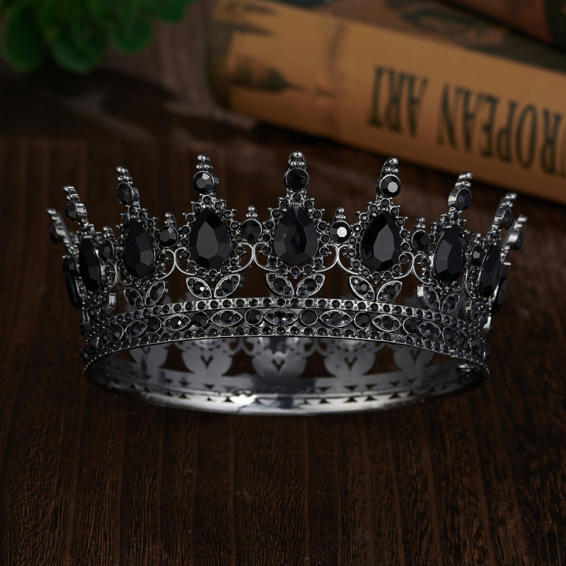 Baroko apvalus galvos vainikėlis su 16 krištolo lašelių, lydinys, diamantinį apdorojimą, balti krištolai, moteriško stiliaus