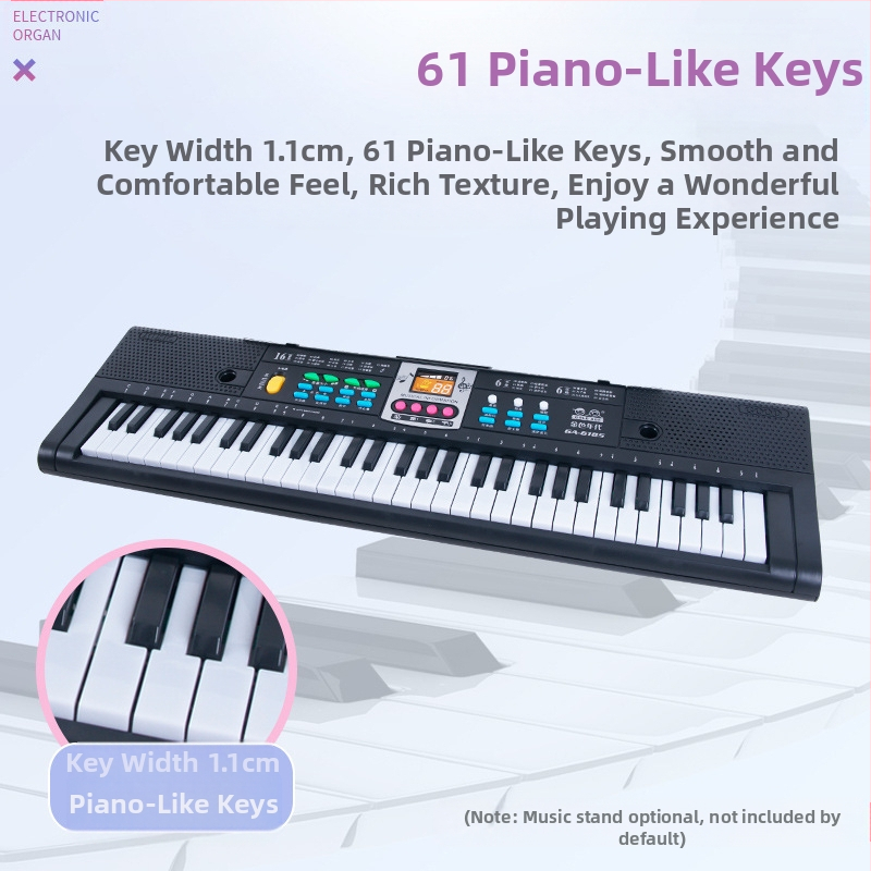 Детска електронна клавиатура, 61 клавиша, мултифункционална с микрофон и захранване; пластмасов корпус; произход Фуцзян; възраст 4-6 г; 3C сертификация 2014152202012591