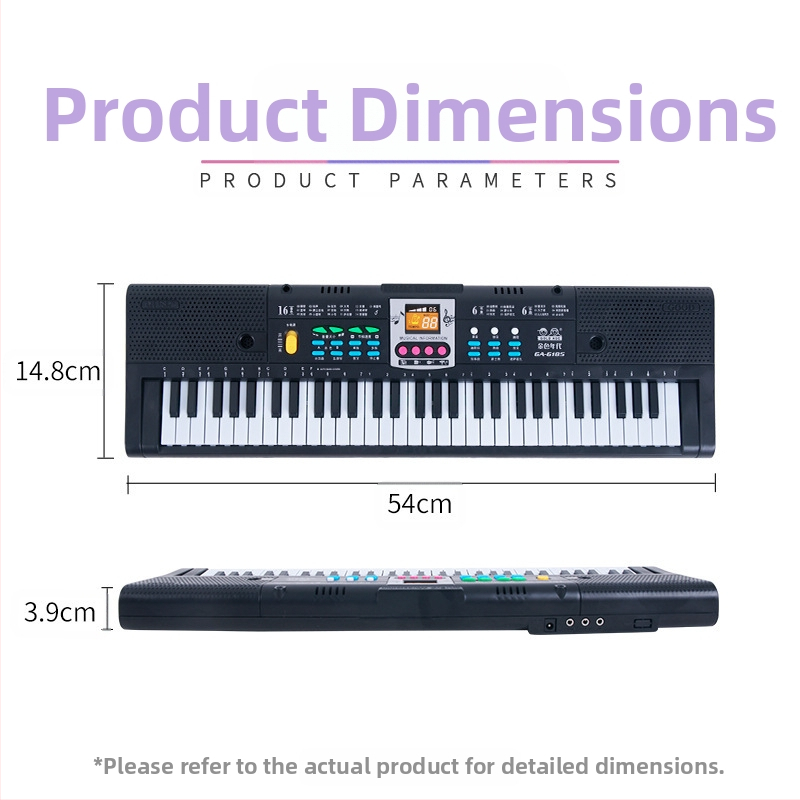 Детска електронна клавиатура, 61 клавиша, мултифункционална с микрофон и захранване; пластмасов корпус; произход Фуцзян; възраст 4-6 г; 3C сертификация 2014152202012591
