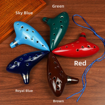 Κεραμική οκαρίνα με 12 τρύπες σε τονικότητα C, γυαλισμένο πορσελάνι, διακόσμηση με θερμή σφράγιση, σχέδιο κινεζικού στυλ