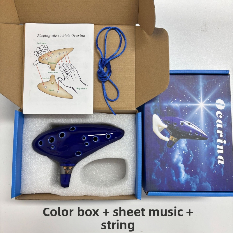 Κεραμική οκαρίνα με 12 τρύπες σε τονικότητα C, γυαλισμένο πορσελάνι, διακόσμηση με θερμή σφράγιση, σχέδιο κινεζικού στυλ