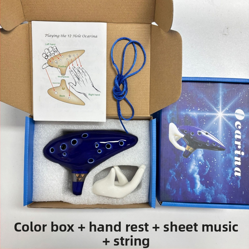 Κεραμική οκαρίνα με 12 τρύπες σε τονικότητα C, γυαλισμένο πορσελάνι, διακόσμηση με θερμή σφράγιση, σχέδιο κινεζικού στυλ