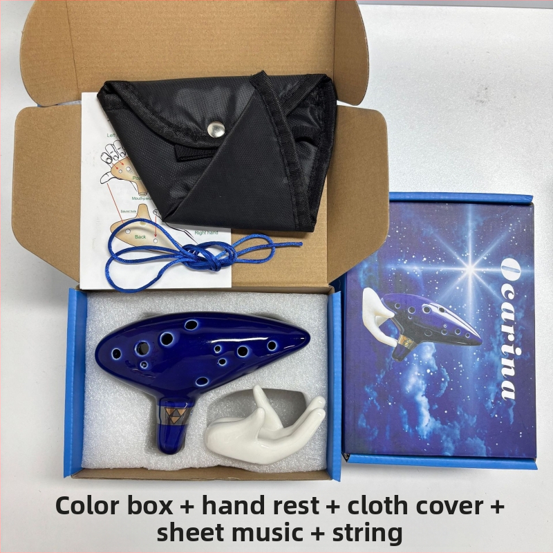 Κεραμική οκαρίνα με 12 τρύπες σε τονικότητα C, γυαλισμένο πορσελάνι, διακόσμηση με θερμή σφράγιση, σχέδιο κινεζικού στυλ