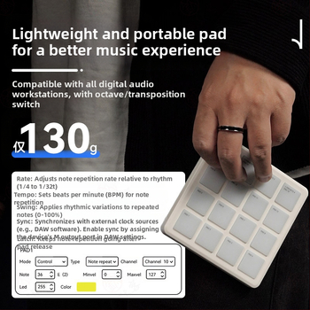 M-VAVE SMC PAD Pocket - Pad Mini MIDI Keyboard Controller, carcasă ABS