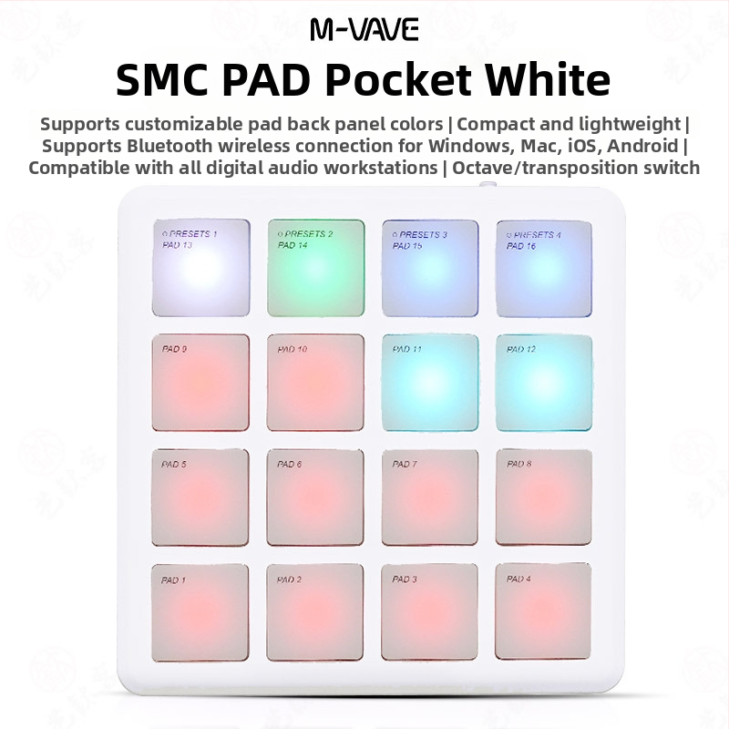 M-VAVE SMC PAD Pocket - Pad Mini MIDI Keyboard Controller, carcasă ABS
