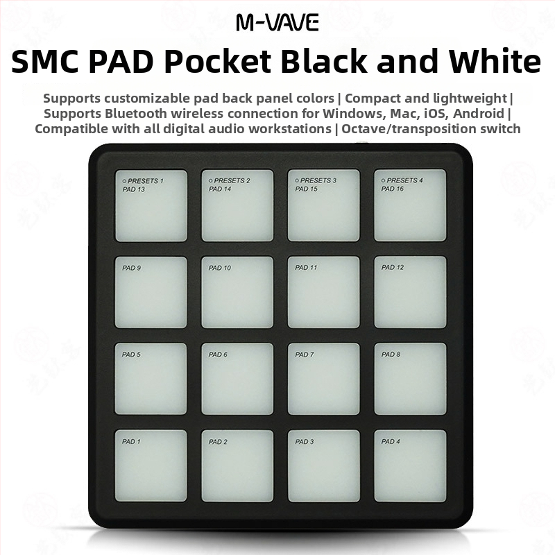 M-VAVE SMC PAD Pocket - Pad Mini MIDI Keyboard Controller, carcasă ABS