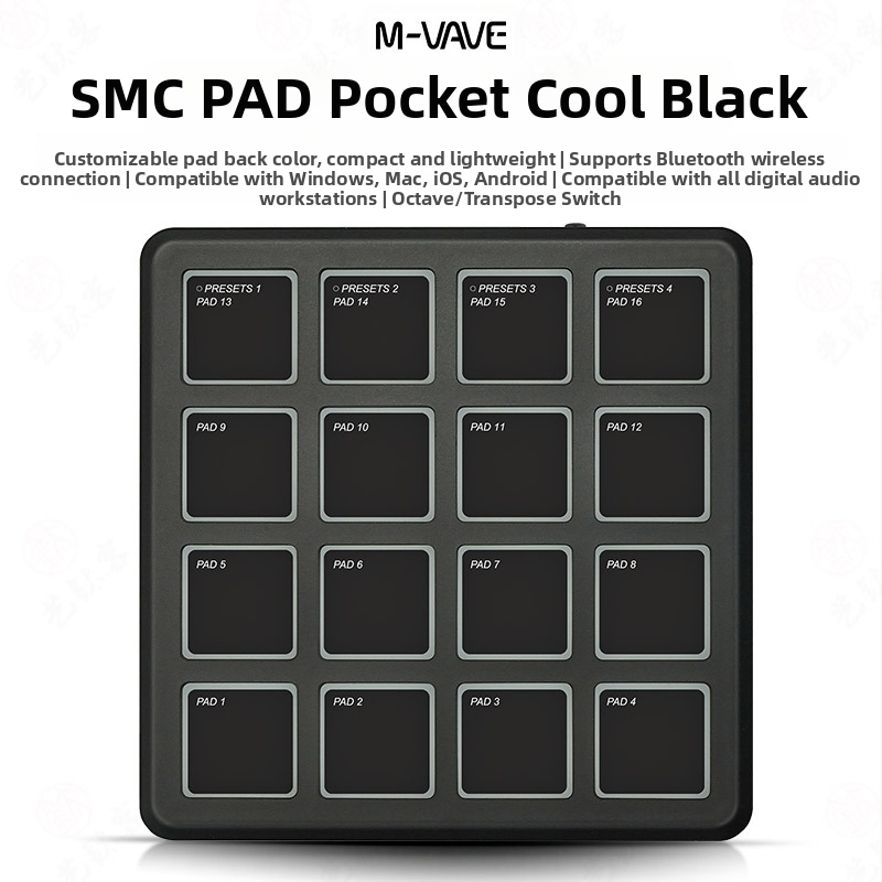 M-VAVE SMC PAD Pocket - Pad Mini MIDI Keyboard Controller, carcasă ABS