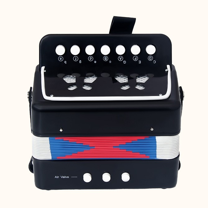 KONGSHENG 7-ключов преносим клавирен акордеон с 2 баса, 16-гласова полифония, 100 тембъра, 11–50 демонстрационни песни