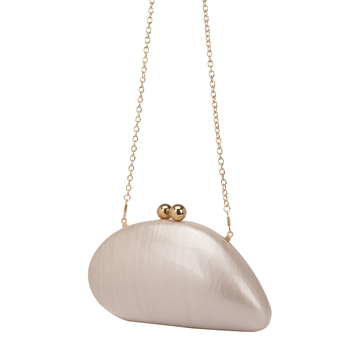 Акрилна дамска вечерна чанта през рамо с верижка, охлювоподобна форма (магнитно закопчаване; овална форма; полиестерна подплата; джоб за телефон и ID)
