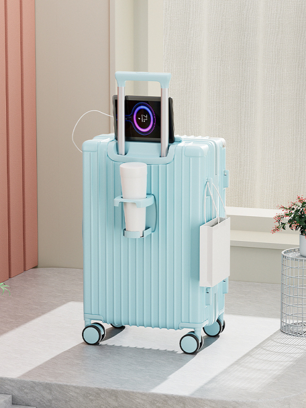 2 részes utazótáskakészlet ABS+PC-ből, USB-porttal, vízálló és antibakteriális, 360° görgők, zipzáras nyitás, jelszavas zár, 4 kg