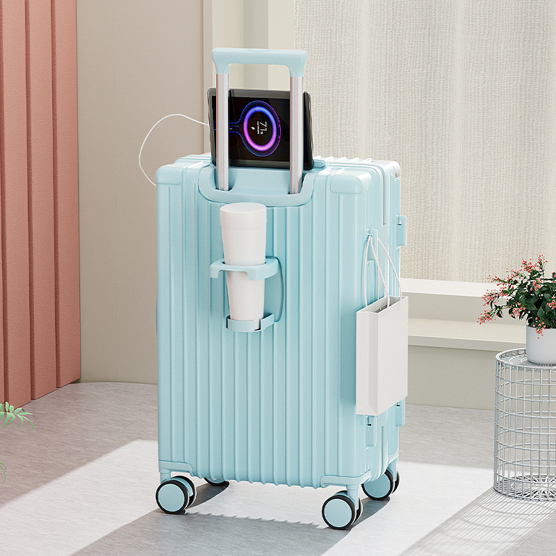 2 részes utazótáskakészlet ABS+PC-ből, USB-porttal, vízálló és antibakteriális, 360° görgők, zipzáras nyitás, jelszavas zár, 4 kg