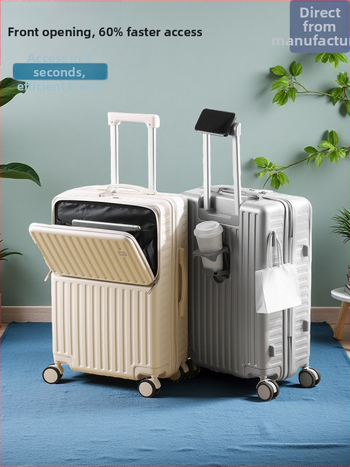 Valiză cu deschidere frontală ABS+PC – durabilă și ușoară, 4,5 kg, roți universale 360°, încuietoare cu combinație obișnuită, valiză de afaceri multifuncțională