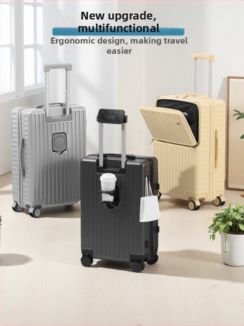 Valiză cu deschidere frontală ABS+PC – durabilă și ușoară, 4,5 kg, roți universale 360°, încuietoare cu combinație obișnuită, valiză de afaceri multifuncțională