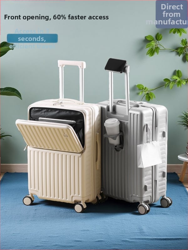 Valiză cu deschidere frontală ABS+PC – durabilă și ușoară, 4,5 kg, roți universale 360°, încuietoare cu combinație obișnuită, valiză de afaceri multifuncțională