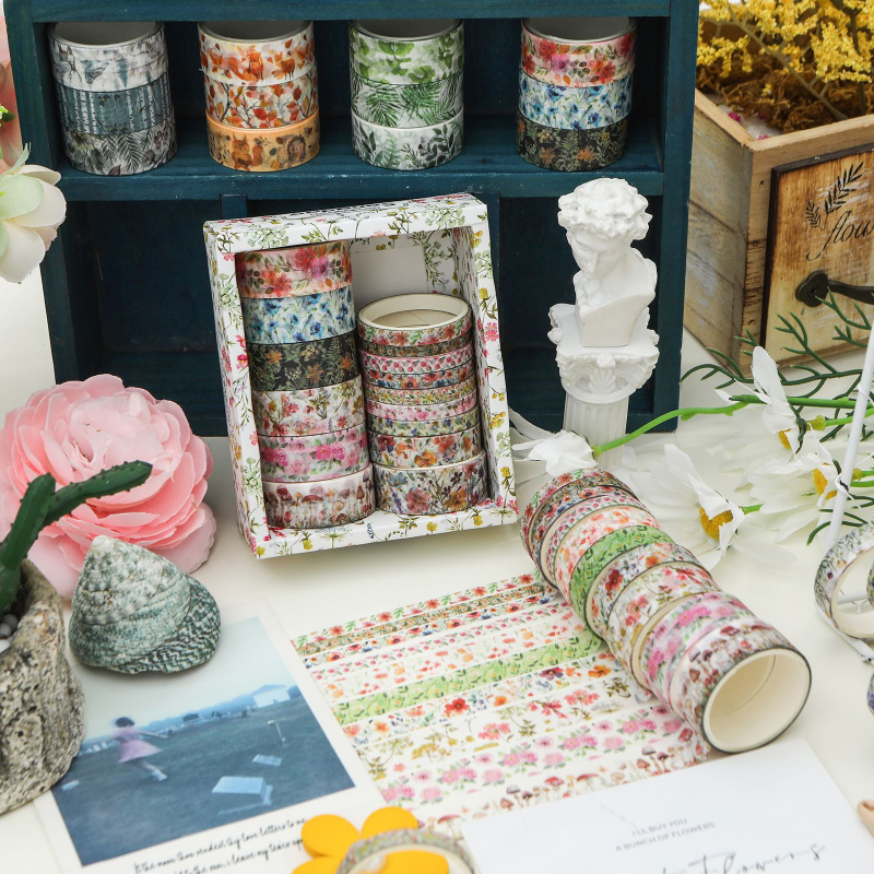 Matsushima Washi lente – Četru sezonu sērija, ziedu un zāles motīvi, drukāta uz washi papīra