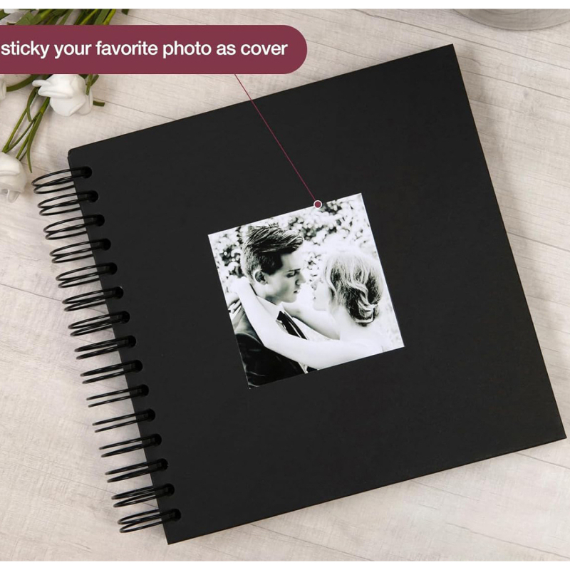 Moko scrapbook nuotraukų albumas – spiralinio įrišimo, vestuvėms ir kūdikiams prisiminimai, 40 puslapių, 100 g/m² popieriaus