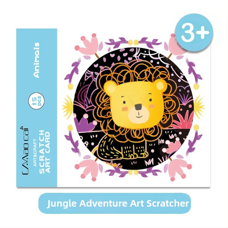 Answer Duck DIY skrāpēšanas mākslas komplekts bērniem – papīra amatniecība, iekļauta grāmatas atzīme un pastkarte, vecums 3-6 gadi, iepakojums: papīra kastīte