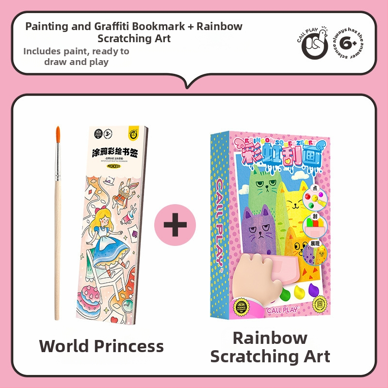 Answer Duck DIY skrāpēšanas mākslas komplekts bērniem – papīra amatniecība, iekļauta grāmatas atzīme un pastkarte, vecums 3-6 gadi, iepakojums: papīra kastīte