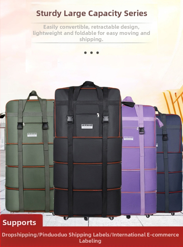 Feiyi 56-75L чанта за багаж с Oxford плат, водоустойчива, сгъваема, с телескопични универсални колела