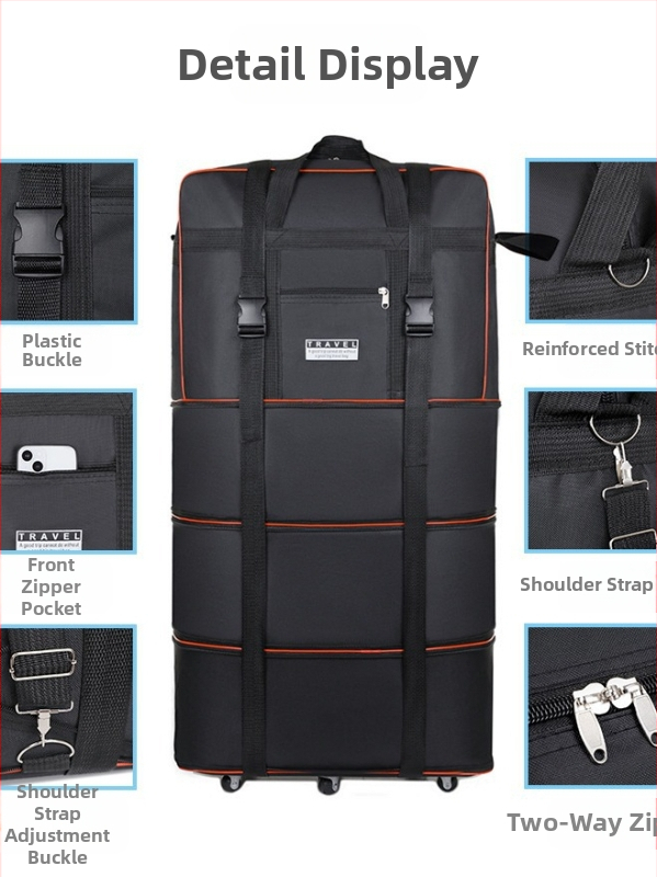 Feiyi 56-75L чанта за багаж с Oxford плат, водоустойчива, сгъваема, с телескопични универсални колела