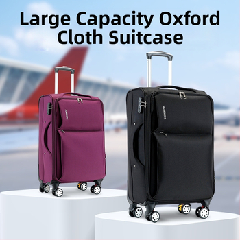 Valiză unisex din pânză Oxford, cu roți universale, deschidere cu fermoar, greutate 5,5 kg, încuietoare cu combinație standard