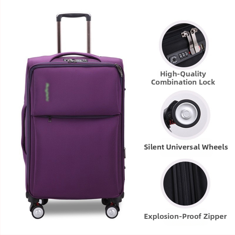 Valiză unisex din pânză Oxford, cu roți universale, deschidere cu fermoar, greutate 5,5 kg, încuietoare cu combinație standard
