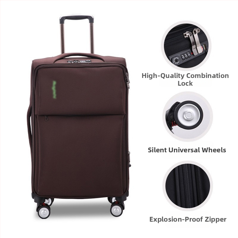 Valiză unisex din pânză Oxford, cu roți universale, deschidere cu fermoar, greutate 5,5 kg, încuietoare cu combinație standard