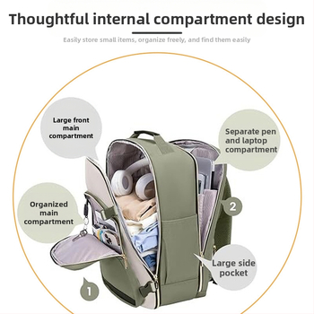 Τσάντα-πλάτης ταξιδιού από Oxford ύφασμα, συμβατή με φορητό υπολογιστή 16 ιντσών, χωρητικότητα 36–55L, καμπύλες ιμάντες ώμου, εξωτερικού αναψυχής στυλ
