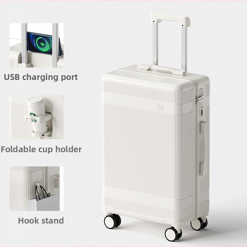 Uniszex bőrönd univerzális kerekekkel, többfunkciós, cipzáros nyitás, selyemvirág mintás anyag, bélés PC, kombinációs zár, utazótáska mamának és gyermeknek