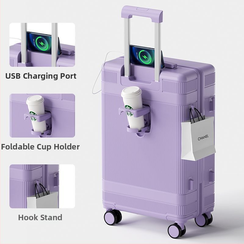 Uniszex bőrönd univerzális kerekekkel, többfunkciós, cipzáros nyitás, selyemvirág mintás anyag, bélés PC, kombinációs zár, utazótáska mamának és gyermeknek