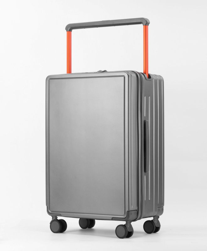 Előnyílású kézipoggyász ABS+PC, TSA kombinációs zár, tág belső tér száraz/nedves elkülönítéssel és önálló elülső rekesz, univerzális kerekek