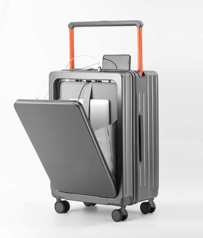 Előnyílású kézipoggyász ABS+PC, TSA kombinációs zár, tág belső tér száraz/nedves elkülönítéssel és önálló elülső rekesz, univerzális kerekek