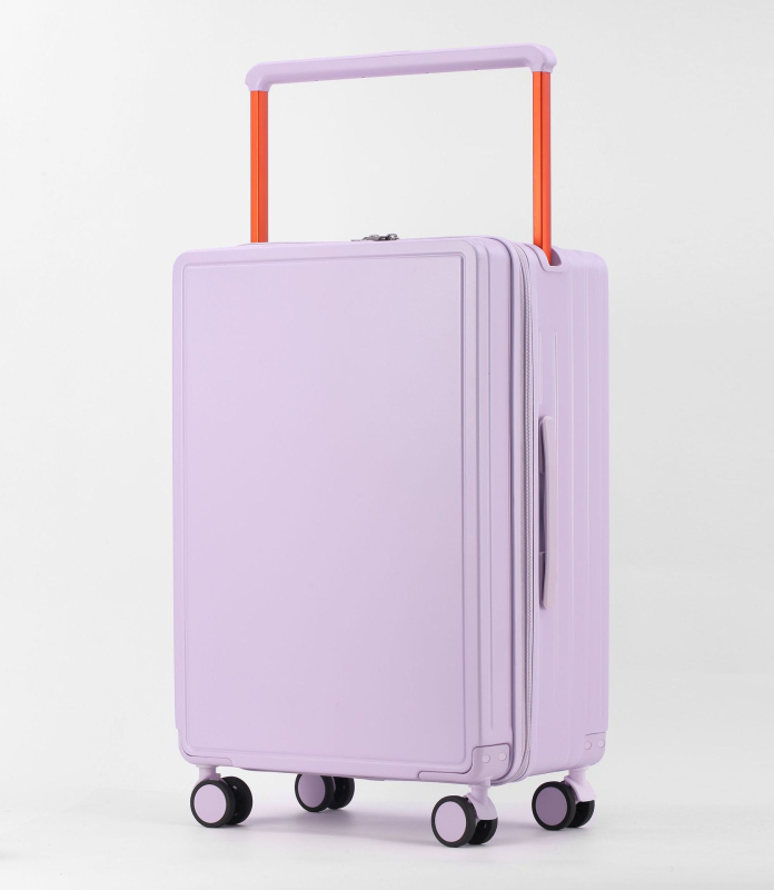 Előnyílású kézipoggyász ABS+PC, TSA kombinációs zár, tág belső tér száraz/nedves elkülönítéssel és önálló elülső rekesz, univerzális kerekek