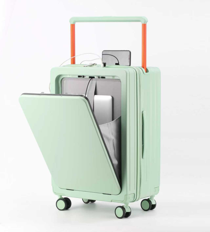 Előnyílású kézipoggyász ABS+PC, TSA kombinációs zár, tág belső tér száraz/nedves elkülönítéssel és önálló elülső rekesz, univerzális kerekek