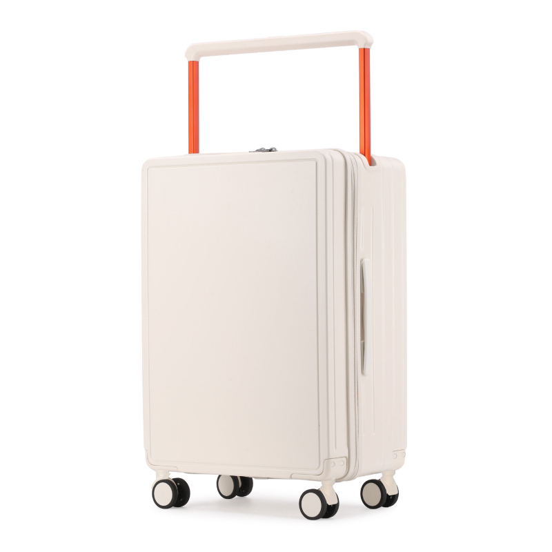 Előnyílású kézipoggyász ABS+PC, TSA kombinációs zár, tág belső tér száraz/nedves elkülönítéssel és önálló elülső rekesz, univerzális kerekek